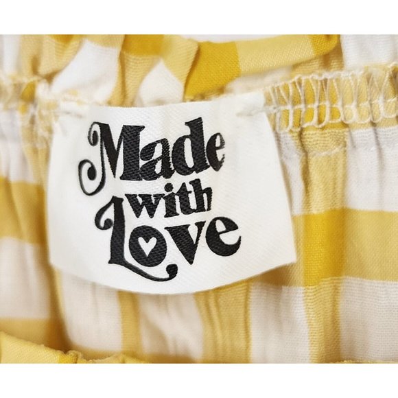 Made With Love Dress Womens  Small Yellow Check Smock Sleeveless Knee Length - Picture 3 of 12